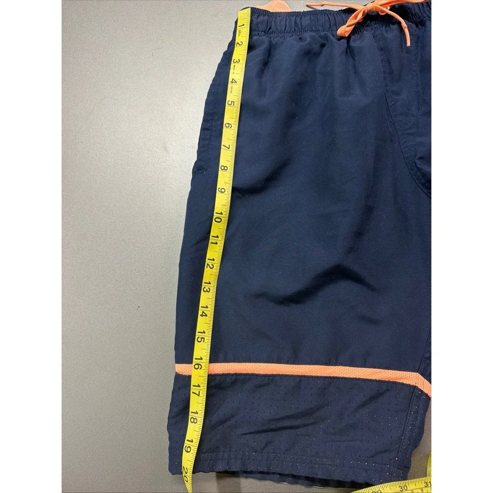 Nike Men's Swim Trunks Navy Orange Lined Drawstring Shorts Size Small S